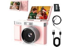 YEHTREH Appareil Photo Enfant FHD1080P, Appareil Photo Numérique 32 Go, équipé d'un écran Basculable 180° 2'', Batterie 1200mAh Appareils Photos Numériques pour Enfants 5 Jeux Puzzle, Cadeaux pour Enfants.