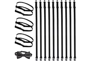 LuminaryLair 16 Piezas Extensor de Pajarita Ajustable, 40×1.1cm Cinta Elástica Ajustable de Poliéster para Pajarita, Ajustable Cinta Elástica, para Vestidos, Boda, JK, DIY Hecho a Mano (Negro)