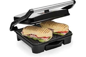 Andrew James Panini Press & Health Grill with Large Non-Stick Plates | Removable Drip Tray & Floating Hinge for Deep Fill Toasted Sandwiches | Low Fat Grilling and Healthy Cooking