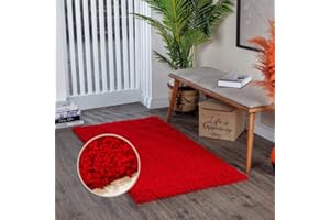 Surya Home Shaggy Rug - Modern Runner Rugs Living Room, Dining Room, Soft Shaggy Rugs for Bedroom - Abstract Fluffy Rug, Easy Care Plush Pile - Large Carpet Runners 80x150 cm, Red Rug