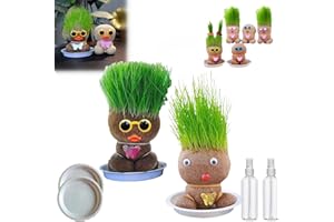Donubiiu Grass Head Doll, Grass Head Doll Plant, Grass Head Growing Kit For Kids, Growing Grass Head Doll, Cat Grass Doll, Highway Grass Head Doll, Cat Grass Kit For Home Garden (2PCS-C)