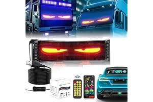 LIHAIAN Devil Eyes Light for Cars LED Eyes for Trucks Car Window DIY Car Dynamic LED Smart Colourful Eye Lamp Soft Screen Led Augen für LKW frontscheibe Smart App Bluetooth USB (92 * 374mm)