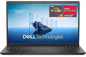 Dell 15 Laptop DC15255 – 15.6" FHD 120Hz, AMD Ryzen 7 7730U, 16GB RAM, 1TB SSD, AMD Radeon Graphics, HD Webcam, Windows 11 Home, AZERTY Keyboard, Carbon Black