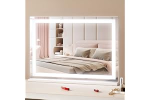 VEVOR Ljus sminkspegel, 3 lägen färgbelysning, stor kosmetisk studio LED-lampa, 5X förstoringsspegel, USB-port, smart touch-kontroll, med stativ, 797 x 547 mm