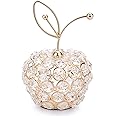 TOLIDA Sparkly Crystal Apple Fruit Ornament Artificial Fruit Sculpture Figurine Centerpiece Decor for Home Dining Table, Wedding/Birthday Party (Apple, Gold)