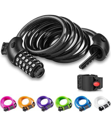 Antivol Vélo à Combinaison - Câble Acier Tressé 12mm X 120cm - Haute Sécurité Pour Vélo, Scooter, Moto - 7
