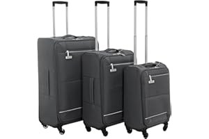 HODGE AND HODGE Ultra Light Soft Shell Luggage Set – 3-Piece Trolley Suitcase with 4 Spinner Wheels, Cabin (20"), Medium (24"), Large (28"), Expandable Travel Bags, Front Pockets, Lightweight Design, Grey