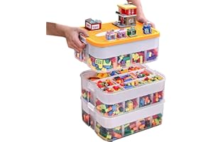alouweekuky Boite Rangement Plastique pour Lego Briques, 3 Couches Boite Rangement pour Lego avec Couvercle, Enfant Jouets Empilable Organiseur Transparent avec Compartiments pour Ranger les Jouets