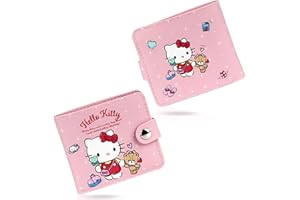 Powmag Monedero Niña, Carteras Anime de Dibujos Niños, Hello Kitty Billetera, Cartera Plegable, para Cumpleaños Infantiles, Fiestas