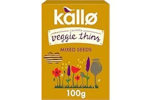Kallo Mixed Seeds Veggie Thins Crackers | Healthy Snacks High Fibre, Gluten Free, Plant Protein & Baked |100g Single Pack