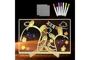 WBBRBBR LED Notiztafel mit Farben, LED Zeichenbrett mit 7 Farben Stift/Verstellbarem Ständer, 30x20CM Drawing Board, Transparente Leuchtende Schreibtafel, Abwischbar, Acryl Notiztafel with Light