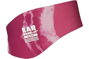 AUDILO Ear band-It ULTRA 100% NÉOPRÈNE Natation Bandeau plus épais, plus fort | Protection contre l'eau recommandée pour la douche, piscine, plage | Taille enfants et adulte | Rose (Tie Dye), Medium