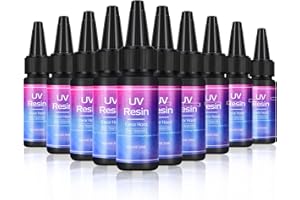 VIDAROSA Resina UV 10x30ml Dura Transparente Curado Rápido Ultravioleta Pegamento UV Curado Solar Resina Activada por Luz Solar para Hacer Manualidades Joyas Joyería DIY, Kit de Resina UV