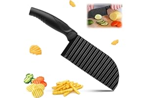 UKOFEW Riffelmesser, Wellenschneider für Pommes, Edelstahl Wellenmesser, Wellenmesser Riffelmesser für Pommes, Wellenschnittmesser, Crinkle Cutter, Edelstahl Crinkle Chip Cutter für Gemüse, Pommes, Obst
