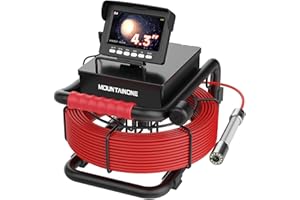 MOUNTAINONE Telecamera Ispezione Tubi con DVR, 4,3'' Telecamera Endoscopio Professionale con 12 LED, Telecamera per Ispezione Tubi Impermeabile IP68, Endoscopio per Conduttura Ispezioni, 16GB