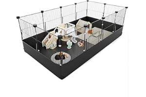Aystkniet Rabbit Run, Hamster Playpen with Waterproof Bottom Liner, Small Animal Playpen for Guinea Pig, Turtle, Hedgehog, Puppy, Kitten Gerbil, Pet Fence for Indoor and Outdoor 122CM x 60CM x 40CM