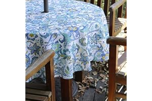 BTSKY Mantel de sombrilla para patio al aire libre de 60 pulgadas con cremallera y agujero para paraguas, mantel redondo resistente al agua y a las manchas (Paisley)