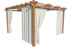 HOME DEKO Cortina de Patio, Impermeable, para Jardín, Balcón, Pérgola y Cenador, Lazos con Cierre de Gancho y Bucle, Protección del Sol, de la Lluvia y del Viento, Gris Claro, 220 x 155 cm, 2 Piezas