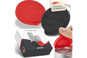 FRISCHFRESH: Couvercle pour canette de boisson: 0,25/0,33-0,5l+ (noir/rouge, 0,33-0,5l+) (Conforme REACH, BPA-free) Parfaite protection en festivals, à la plage, dans le jardin et en déplacement
