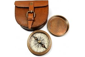 Autentisk vintagestil mässing fickkompass med läderfodral rustik vintage heminredning gåvor