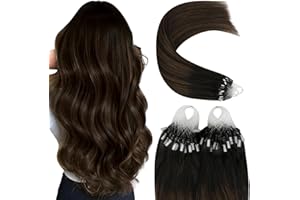 YoungSee Microring Extensions Braun Ombre Microring Extensions Echthaar 45cm Microring Hair Extensions Echthaar Micro Loop Hair Extensions Microring 1g/s Micro Extensions Echthaar 50g #2/2/6