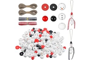taonganui 120 Stück Weihnachten Holzperlen 20mm Schneemann Holzperlen Weihnachten Bastelset Basteln Kinder Weihnachtsdeko Weihnachtsperlen Weihnachtsgeschenke für DIY Handwerk Party Weihnachten Deko