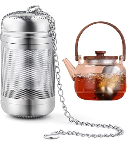 Edelstahl Teesieb Mit Kette – Feinmaschig, 11 Cm Lang, 4,5 Cm Durchmesser, Zum Filtern Von Tee & Gewürzen