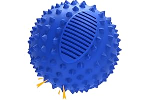petizer Balle couineuse pour chien - Pour mâcheurs agressifs - 10 cm - Indestructible et durable - Balle à picots à mâcher - Jouet en caoutchouc flottant pour races de taille moyenne et grande (bleu
