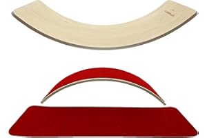 KiddiRedi® Wooden Balance Board Montessori Wobble Sensory Feeling Toddler Kids Adults Curvy Seesaw Swing Learning Development Health Physical Education Toy Free Extra Felt Toy Wood Play Autism ADHD