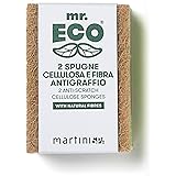 martini SPA - Mr Eco - Spugna doppia azione, cellulosa e fibra antigraffio, colore verde e marrone, 10x7x2 cm, 32g, 2 unità -