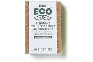 martini SPA - Mr Eco - Spugna doppia azione, cellulosa e fibra antigraffio, colore verde e marrone, 10x7x2 cm, 32g, 2 unità - Made in Italy -
