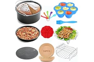 KOWTH 11 pcs Accessori per friggitrice ad aria XL Air a 8 pollici per Phillips & Gowise & Cozyna & Tower & Princess o altre marche (nero nuovo)