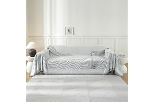 YSTELLAA Funda Sofa 3 Plazas, 180×340CM, Manta Cubre Sofa Four Seasons, Universal, Reversible, Grande, Gruesas, Antideslizantes, Decoración De Interiores, para Salón, Gris Oscuro-Curve