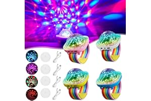 HuaMuDM Discokugel Armband Partylicht,4 Pack Musikgesteuert Disco Ball Licht,Disco Ball Licht,USB Wiederaufladbar mit Saugnapf,Klein Discokugel Armband,Tragbare Mini Discolicht