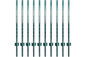 ARIFARO Fence Posts 4 Feet Sturdy Duty Metal Fence Post, Pack of 10, No Dig Garden U Post for Wire Fencing Steel Post for Yard, Outdoor Wire