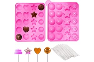 YOUYIKE 4 in 1 Stampi per Cake Pop, 20 Cavità Silicone Stampi Pop per Caramelle, Stampo Cake Pops,Silicone Stampo Lecca Lecca,Stampo Lollipop, per Caramelle, lecca-lecca, Cake pop e Cioccolato