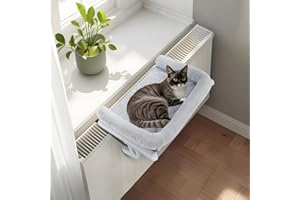 GUUSII HOME Heizungsliege Katzen Katzenliege Balkon Katzenbett für Bettkante Heizung Hängen Liegeplatz Einhängen Bett Hängematte Heizkörper Katze Heizungsliegekatzen 56 * 38cm Halten 18kg(Grau,S)