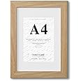 Fabian Clarke London® A4 Modern Oak Wooden Picture Photo Frame For Certificate or Noticeboard Poster with White A5 Mount to Hang Portrait or Landscape
