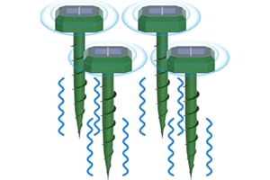 HULAXILOTI Maulwurf Vertreiber Solar 4 Stück, Ultraschall Maulwurfschreck, mit 3 Abschreckungsmodi, Geeignet zur Vertreibung von Maulwürfen und Anderen Nagetieren in Gärten Rasen