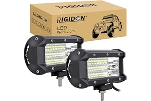 RIGIDON Led Work Light Bar 2Pcs 5 inch 135W, 9D Tri Row Flood Beam 12V 24V for Car Off road Truck SUV UTE ATV 4x4 Tractors Excavator, Waterproof Driving Work Lamp, 6000K White Flood Lights