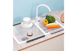 Laphontab Escurreplatos, Escurridor de Platos, Escurreplatos Sobre Fregadero, Escurreplatos Plegable, Organizador Cocina-para Ollas Cocina, Vajilla, Frutas y Verduras Escorredor de Louça (Negro 43*35)