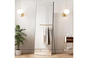 ‎BRISAFE brisafe 180 x 60 cm Vollausmaßes Spiegel, Übergrößes Kornsicheres Stehendes Spiegel, 0,04 mm Nano-Film Ultraleicht Spiegel für Fitnessstudio, Zuhause, Wohnzimmer, Schlafzimmer, Schwarz