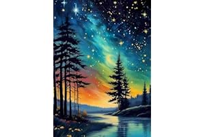 HKLIOPU 5D Diamond Painting Kits for Adults,Starry Night Landscape Dimond Art kit 30 x 40cm