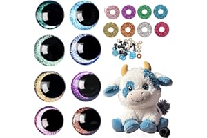 ASFWAGQ 40 Stück Glitzer Sicherheitsaugen 24mm mit Unterlegscheiben Bunte 3D Bastelaugen für Häkeltiere Amigurumi Puppen Plüschtiere Teddyaugen Kunststoff Tieraugen DIY Zubehör (Farbe)