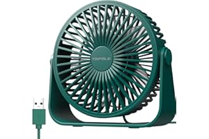 TriPole USB-Tischventilator, 3 Geschwindigkeiten, Luftstrom, Mini-Tischventilator, 360°Drehung, tragbarer persönlicher Ventilator für Büro, Schlafzimmer, Outdoor-Camping, 1,5 m Kabel, Schwarzgrün