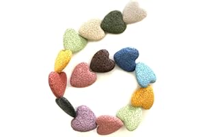 FODATTM Perline in pietra lavica colorata a forma di cuore, perline di roccia, pietra vulcanica per orecchini, bracciali, collane, gioielli (colori misti, piccoli)
