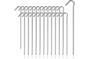 OXYCUTE GD 25 PCS Tent Pegs Heavy Duty, Metal Galvanised Garden Stakes for Camping, Hiking, Traveling,Ground Peg with Curved Hook Ends,Christmas Decorations,5mm×9inch