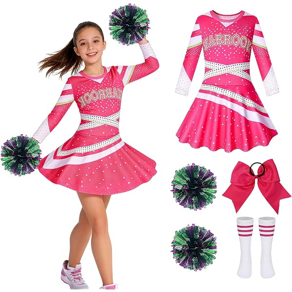 Costume Cheerleader Zombie Per Bambine Addison - Con Gonna, Pompon E Forcina (3-12 Anni) - 3