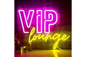 WANXING VIP Lounge Insegne al neon per la decorazione della parete Luce al neon VIP per l'arredamento della stanza Insegna luminosa a LED con alimentazione USB per ufficio,hotel, bar,sala VIP (blu&bianco)