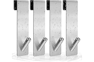 WOOLUCK® Haki na drzwi prysznicowe, ze stali nierdzewnej, haczyki do zawieszania na ręcznikach bez wiercenia na drzwiach prysznicowych bez ramy do łazienki (17,8cm srebrne)